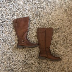 Brown leather riding boots